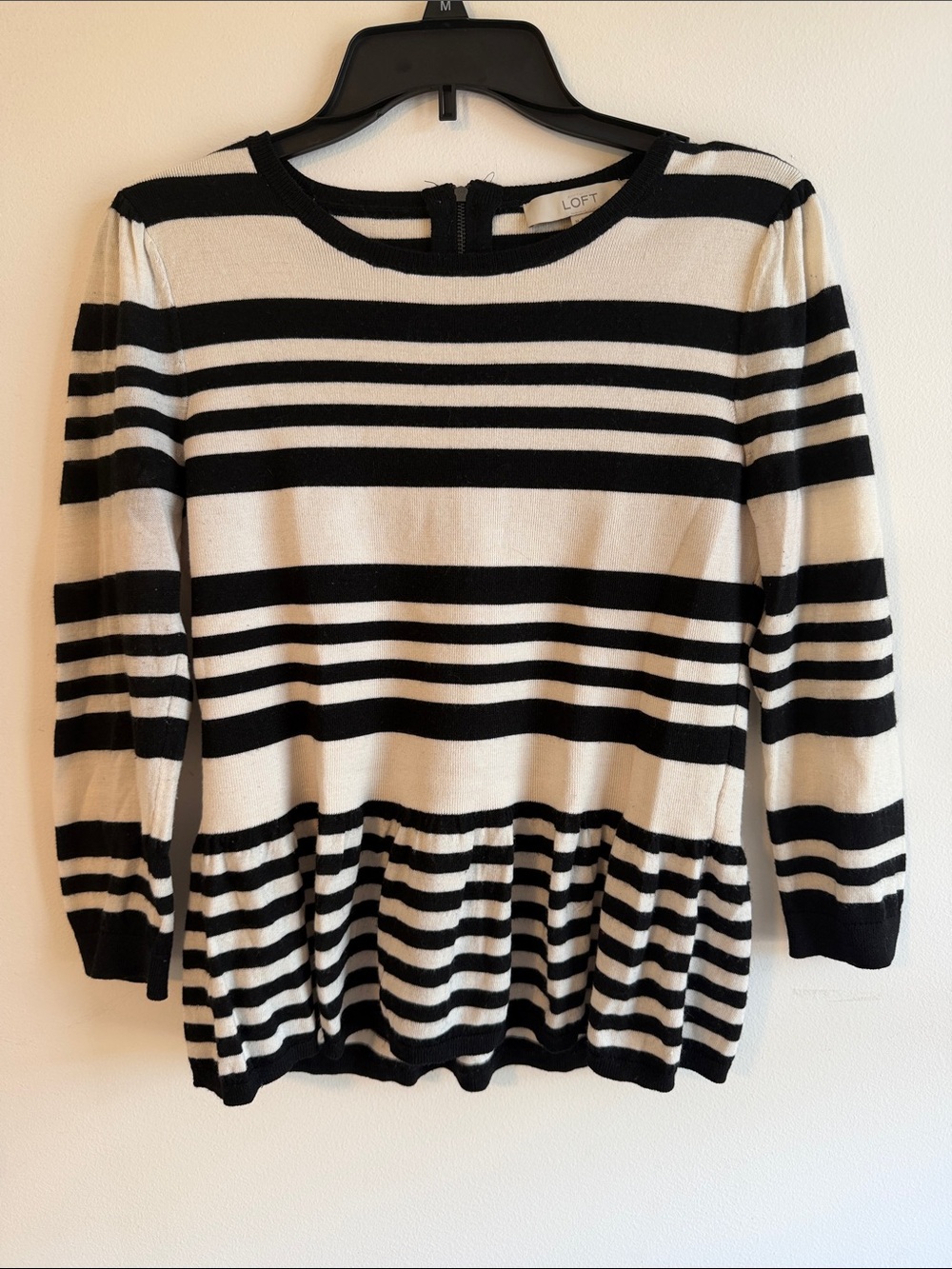 Peplum black and white stripped sweater